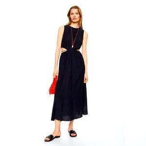 MANGO Black Side-Slit Dress
